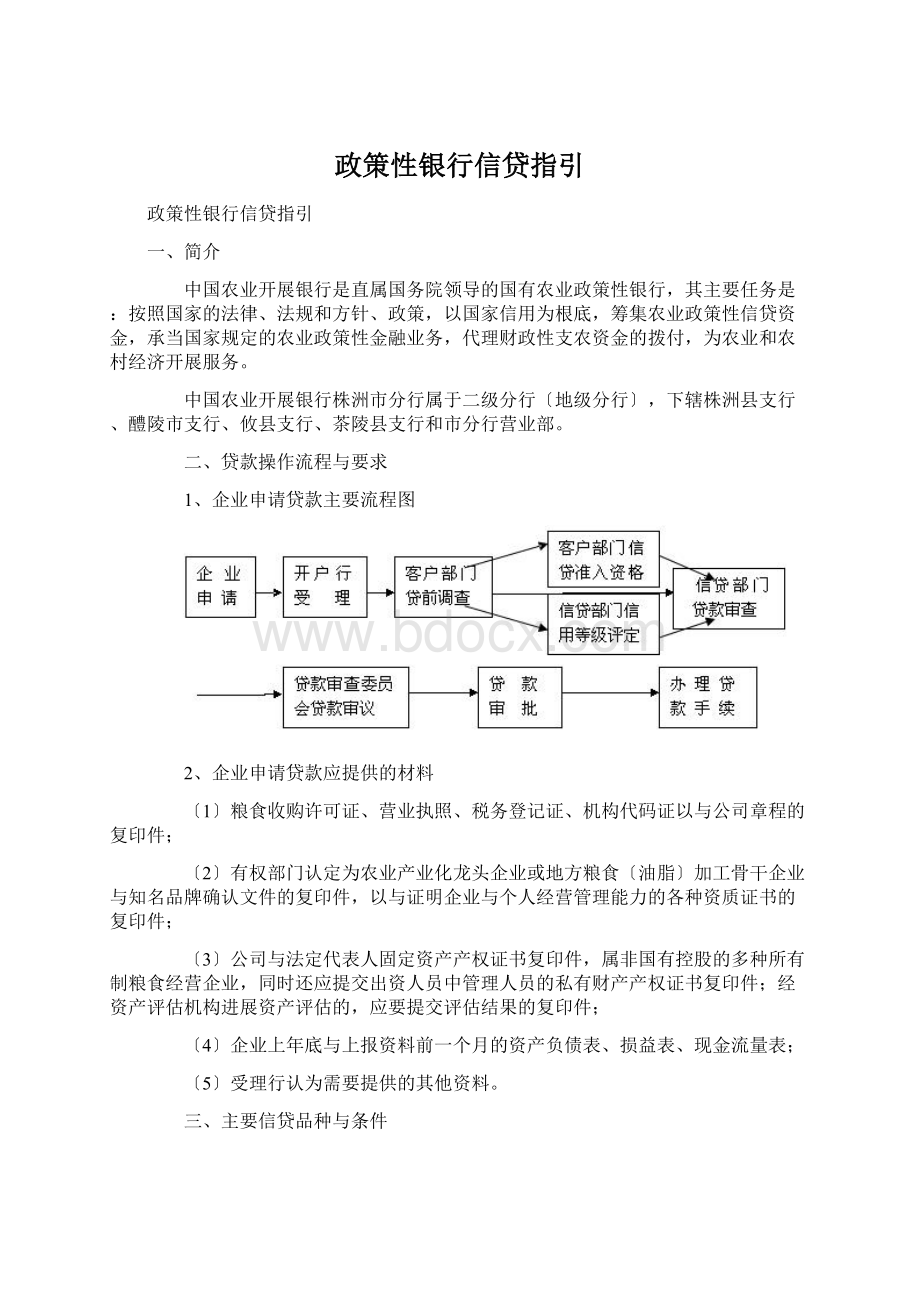 政策性银行信贷指引Word格式.docx