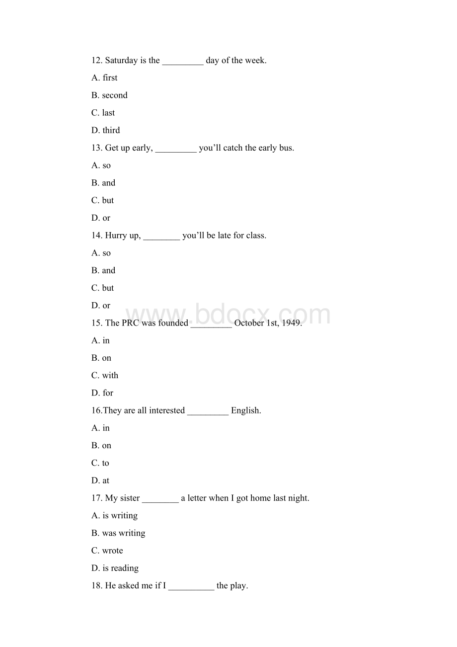 精编中考英语语法考试60题Word文件下载.docx_第3页