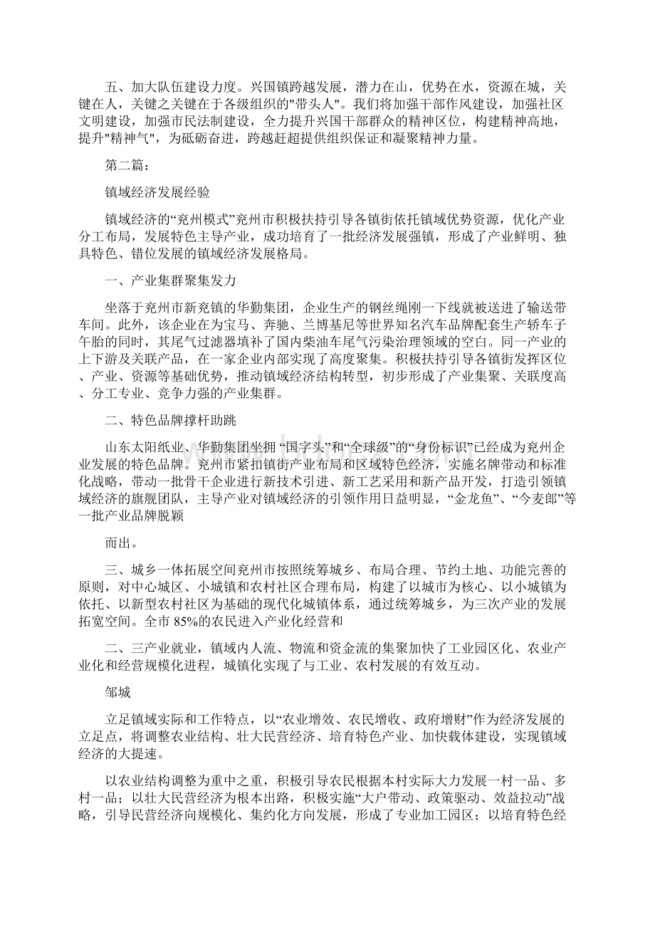 发展镇域经济经验交流完整版Word格式文档下载.docx_第2页