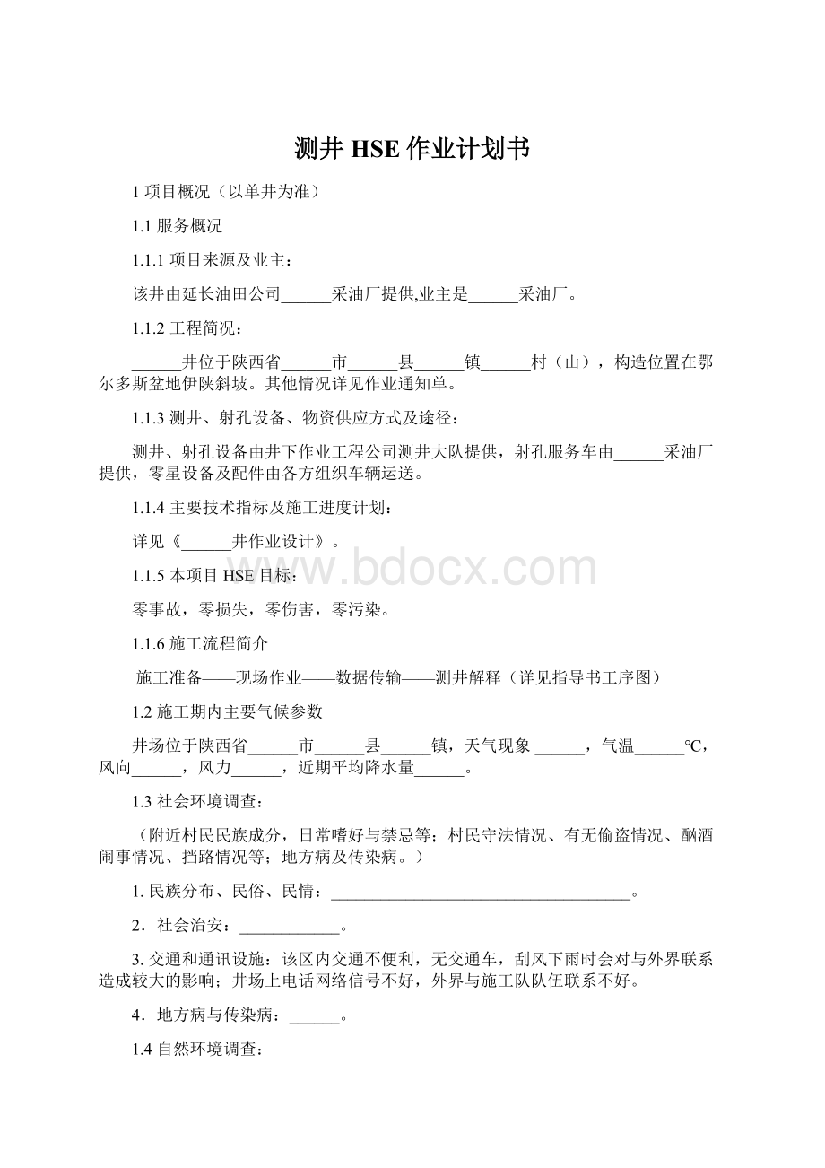 测井HSE作业计划书Word格式文档下载.docx