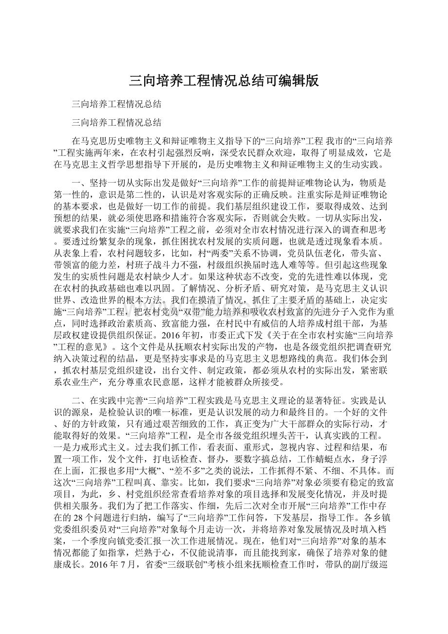 三向培养工程情况总结可编辑版Word文档下载推荐.docx