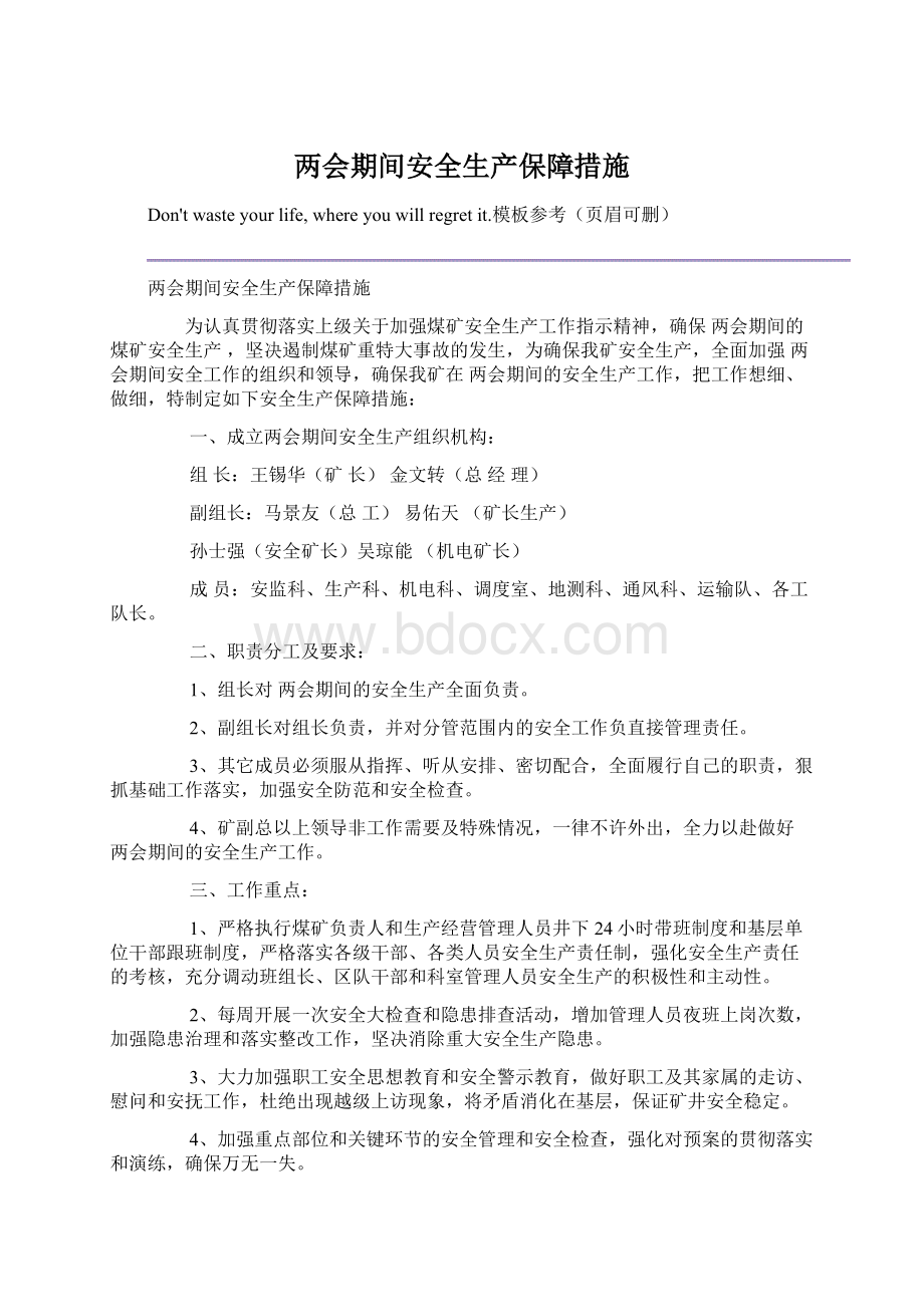 两会期间安全生产保障措施.docx