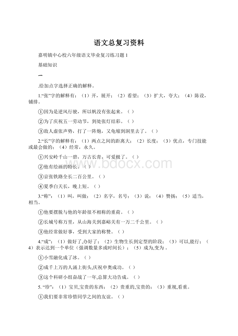 语文总复习资料Word格式文档下载.docx