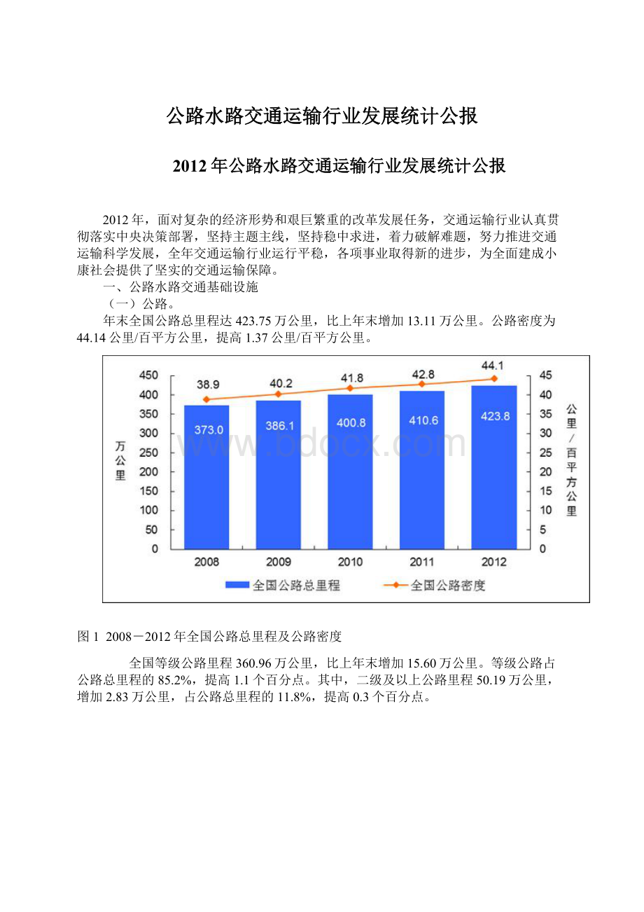 公路水路交通运输行业发展统计公报文档格式.docx