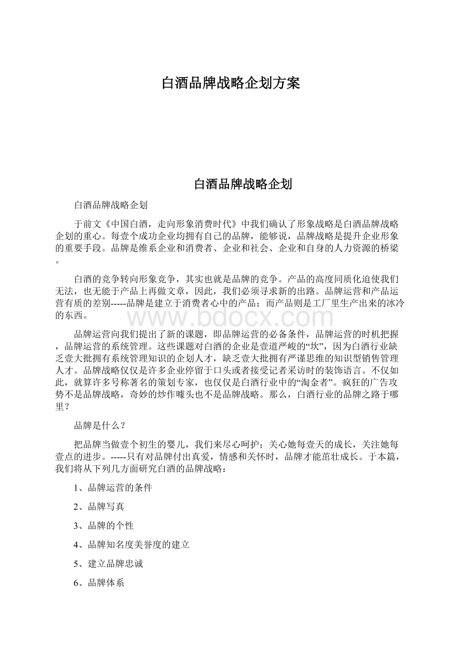 白酒品牌战略企划方案Word文件下载.docx_第1页