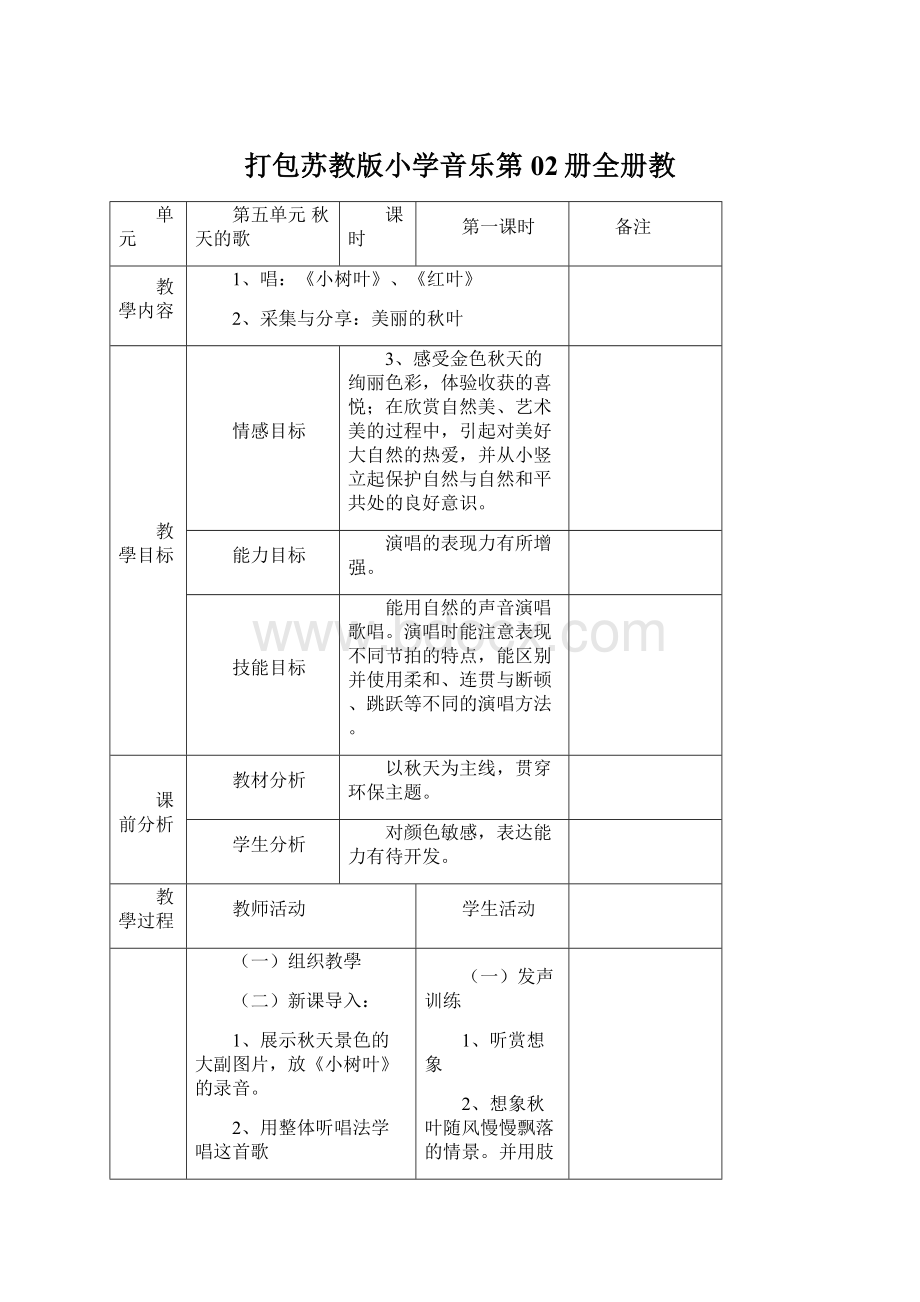 打包苏教版小学音乐第02册全册教.docx