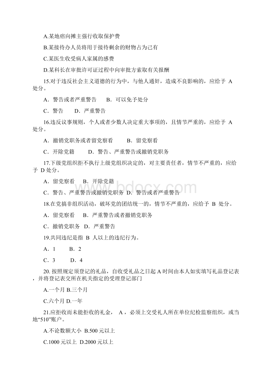 政治指导员党风廉政建设试题库完整Word文件下载.docx_第3页