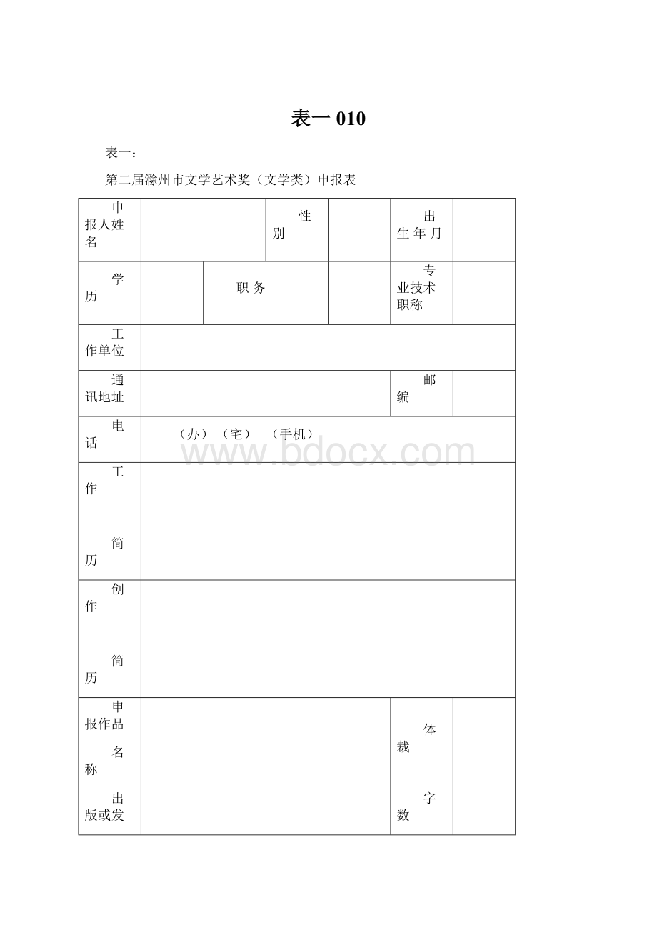 表一010文档格式.docx