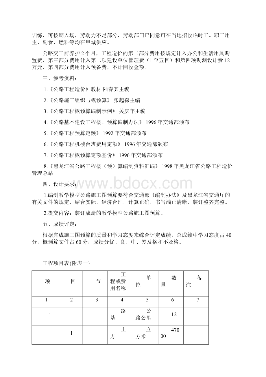 施工图预算课程设计任务书最新的Word文档下载推荐.docx_第2页