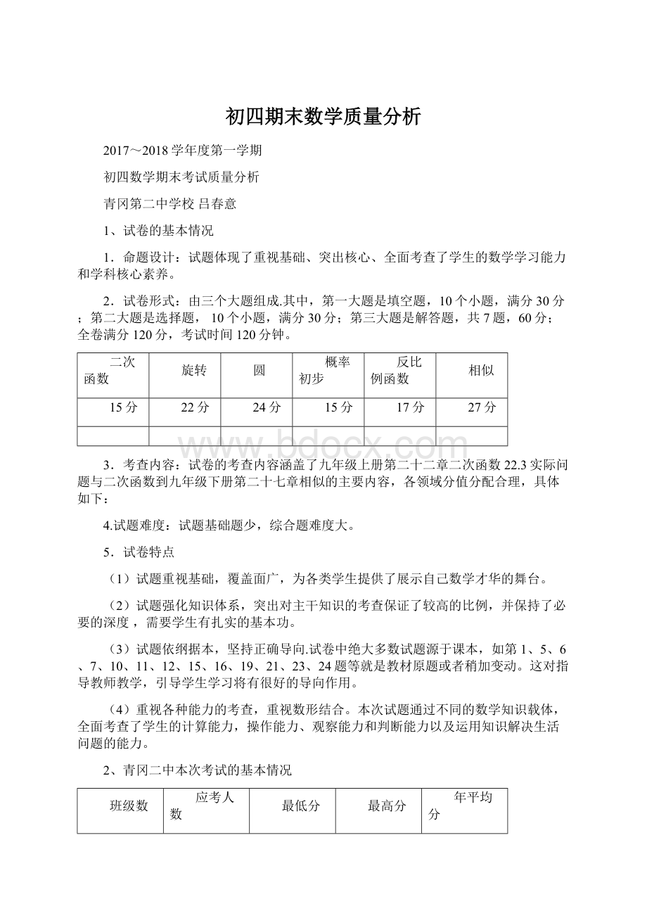 初四期末数学质量分析Word下载.docx