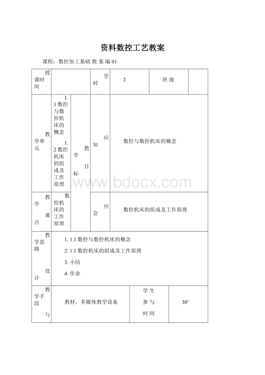 资料数控工艺教案文档格式.docx