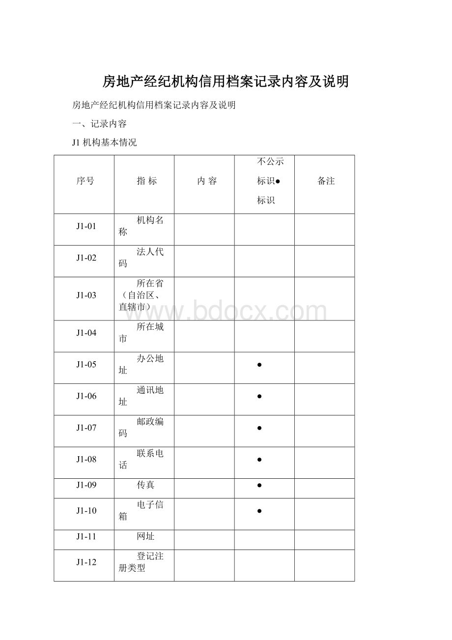 房地产经纪机构信用档案记录内容及说明.docx