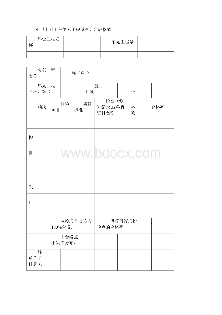 中央小型水利工程质量评定表格Word格式.docx_第2页