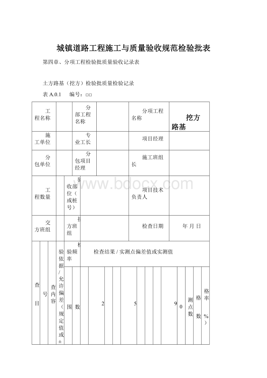 城镇道路工程施工与质量验收规范检验批表文档格式.docx