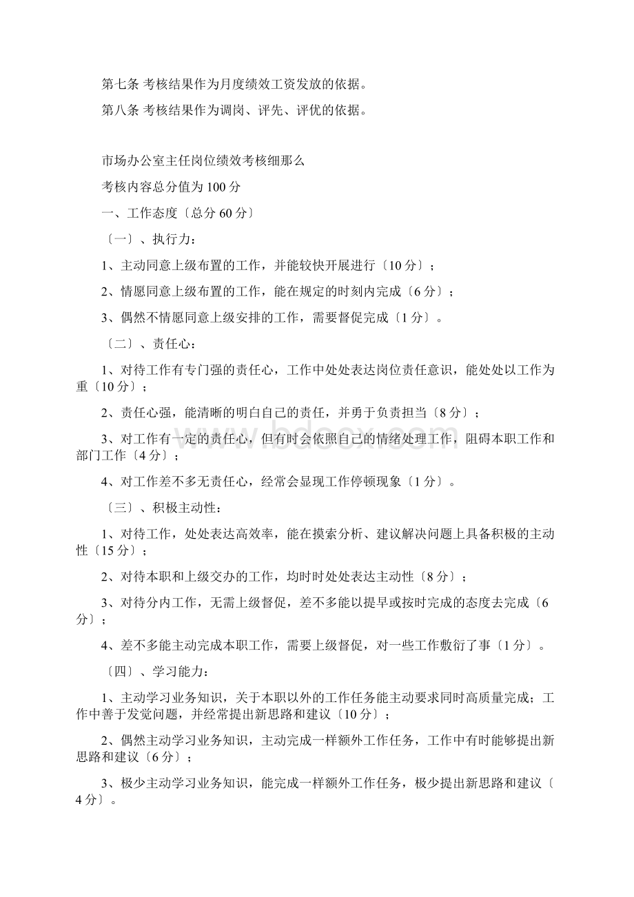 xxxxx市场员工各岗位绩效考核办法.docx_第3页