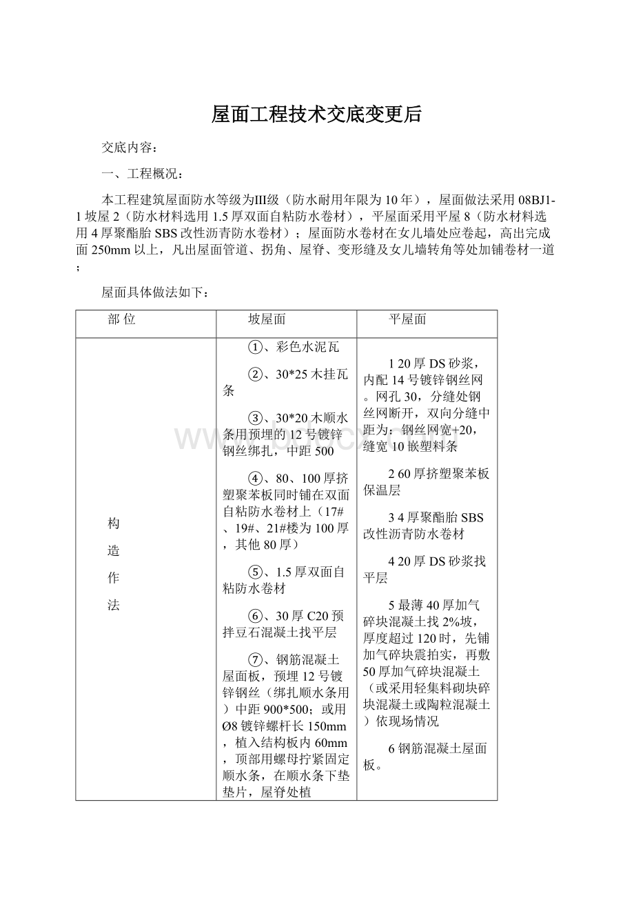 屋面工程技术交底变更后.docx