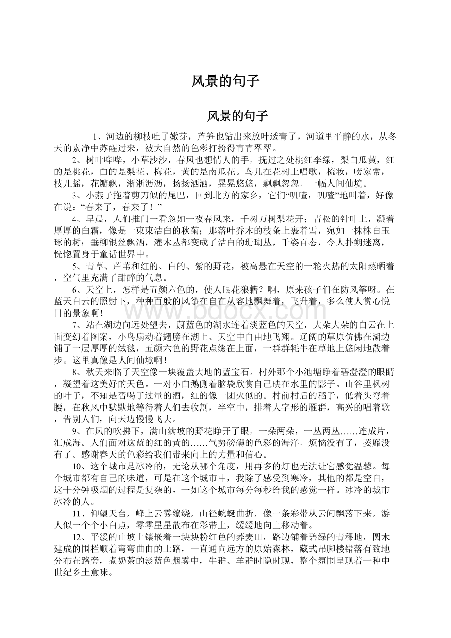 风景的句子Word格式文档下载.docx