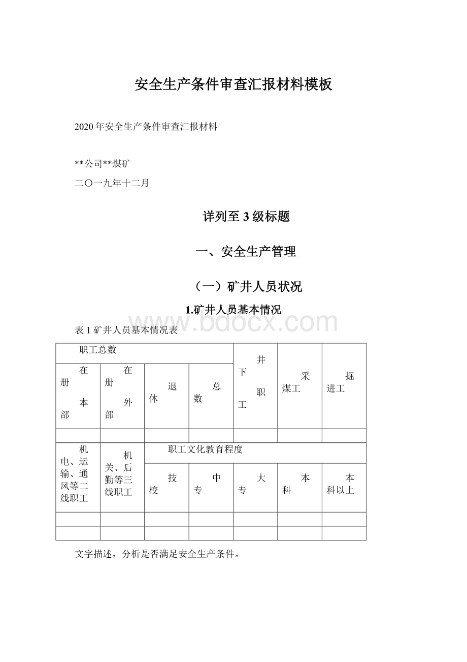 安全生产条件审查汇报材料模板.docx