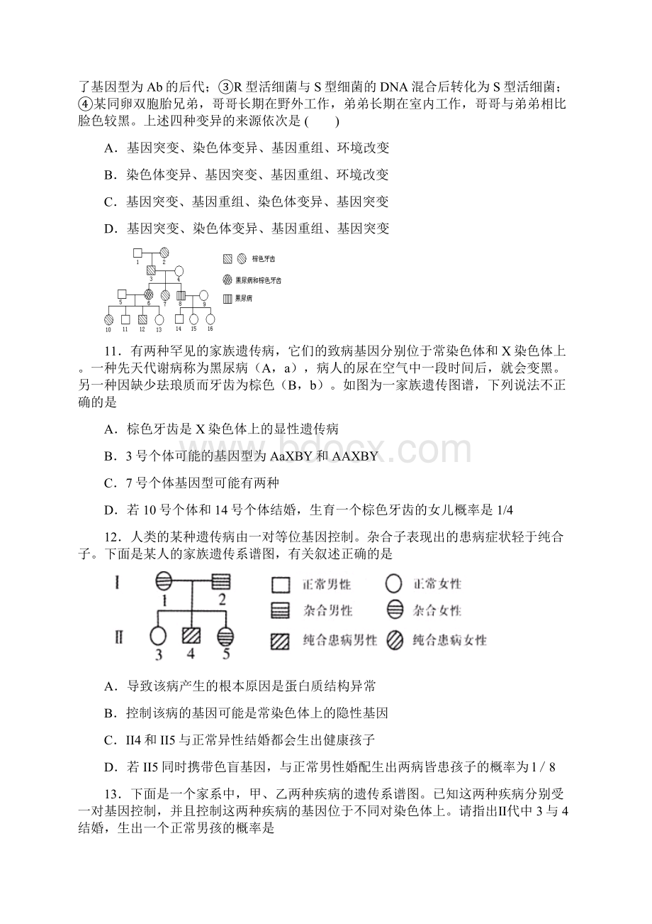 染色体变异及杂交育种习题Word格式.docx_第3页