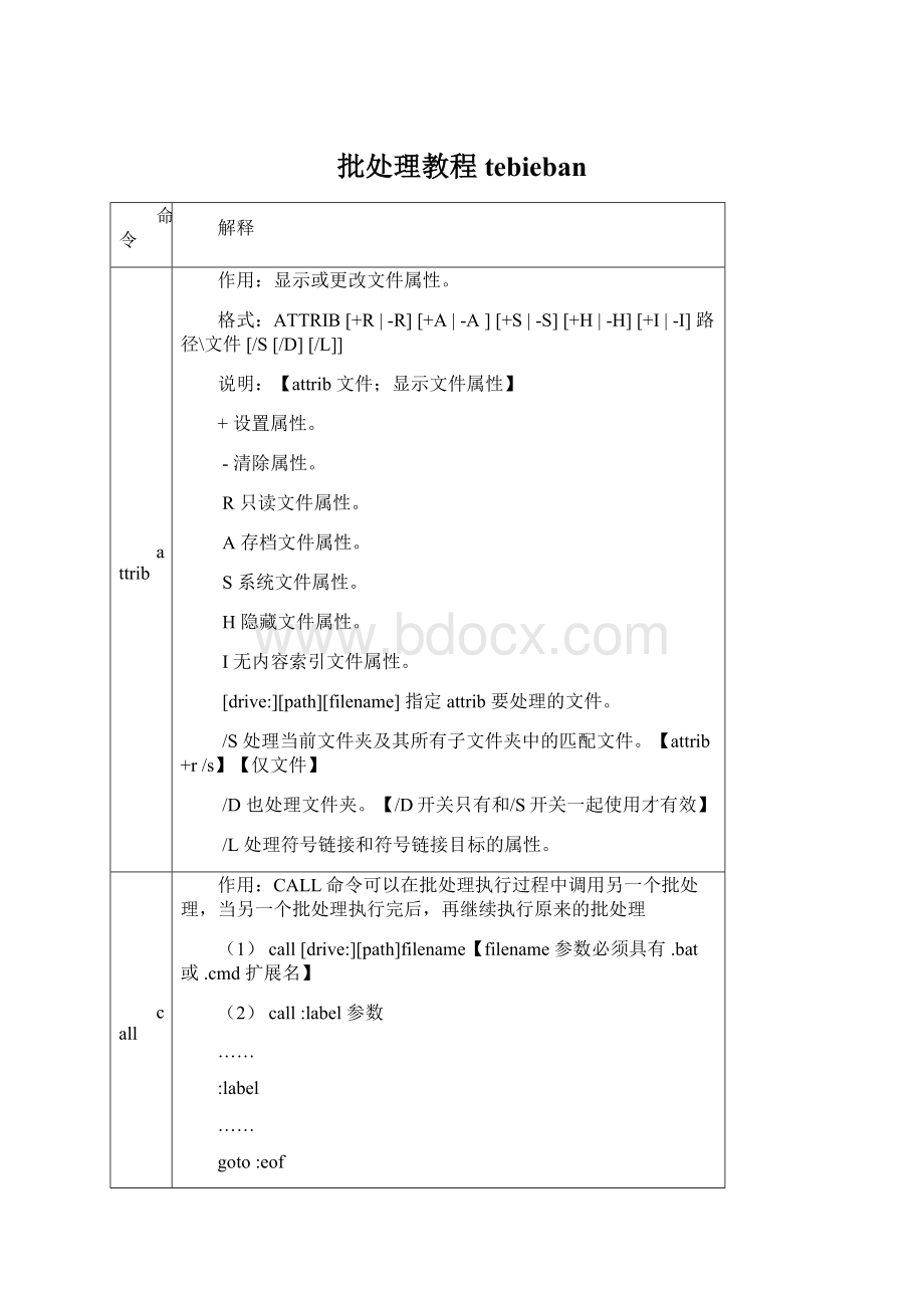 批处理教程tebiebanWord文件下载.docx_第1页