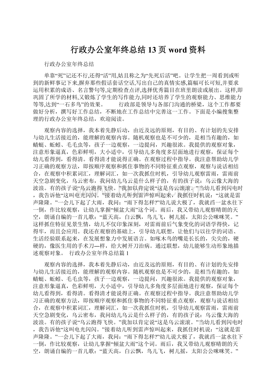 行政办公室年终总结13页word资料.docx