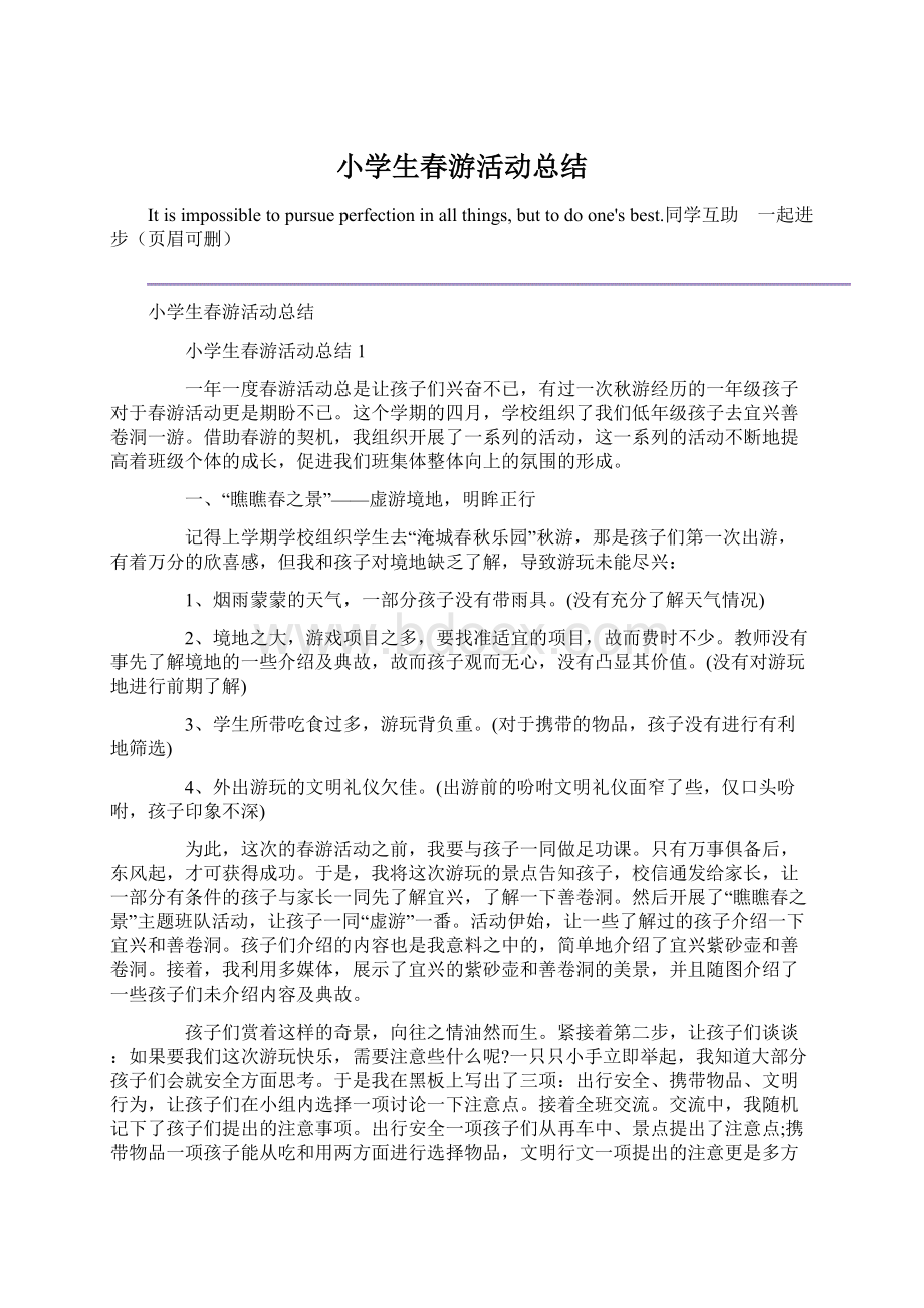 小学生春游活动总结.docx