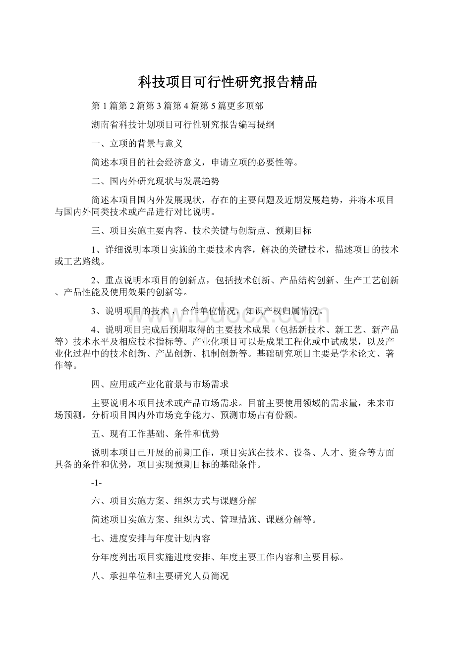 科技项目可行性研究报告精品Word下载.docx