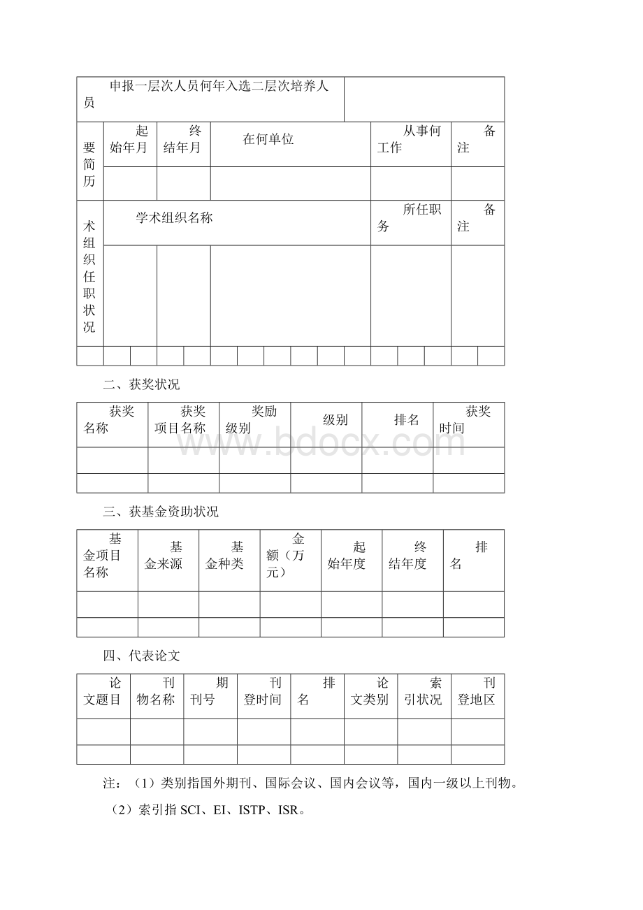 浙江省新世纪人才工程培养人员推荐人选登记表附样本Word格式.docx_第3页