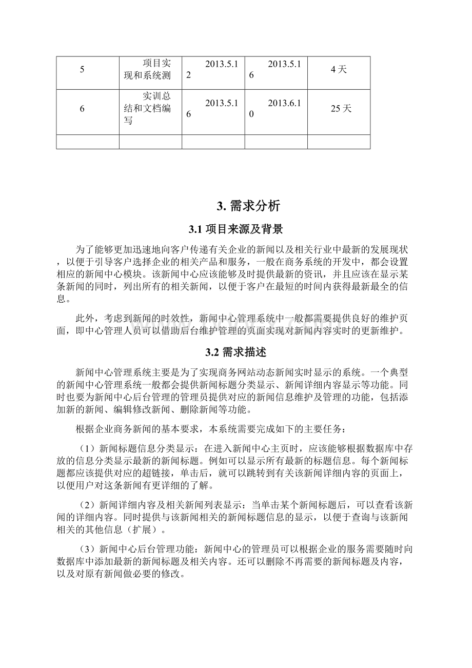 新闻中心管理系统毕业实训报告1 精品.docx_第3页