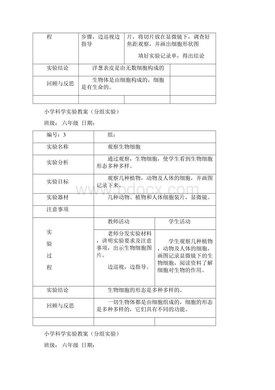 魏旗小学六年级下册科学实验教案及实验报告单.docx_第3页