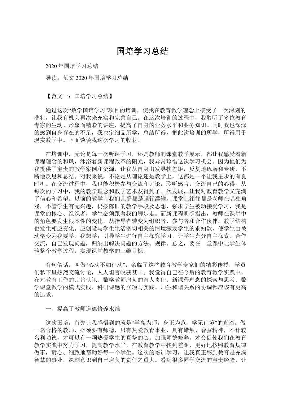 国培学习总结Word格式文档下载.docx