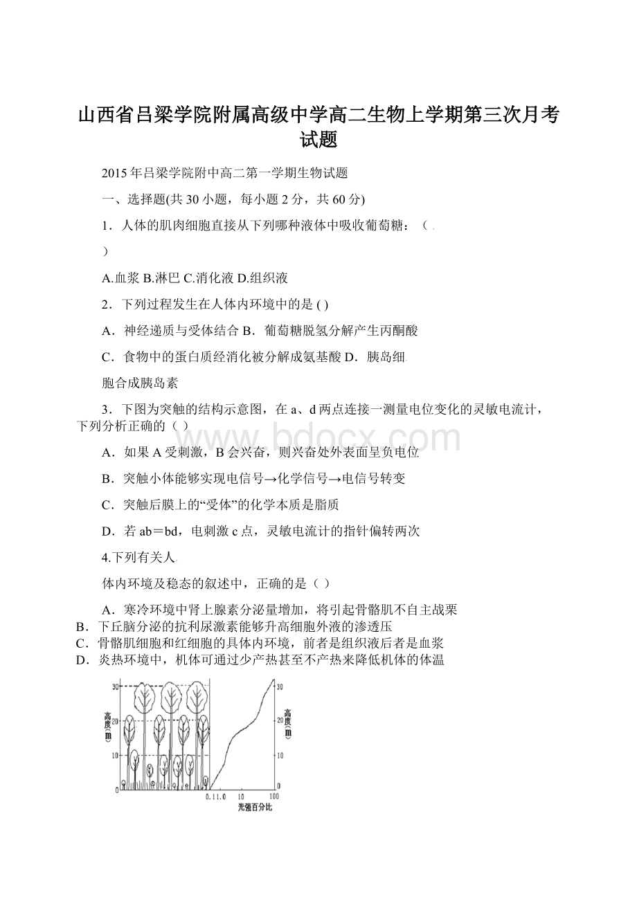 山西省吕梁学院附属高级中学高二生物上学期第三次月考试题Word格式.docx