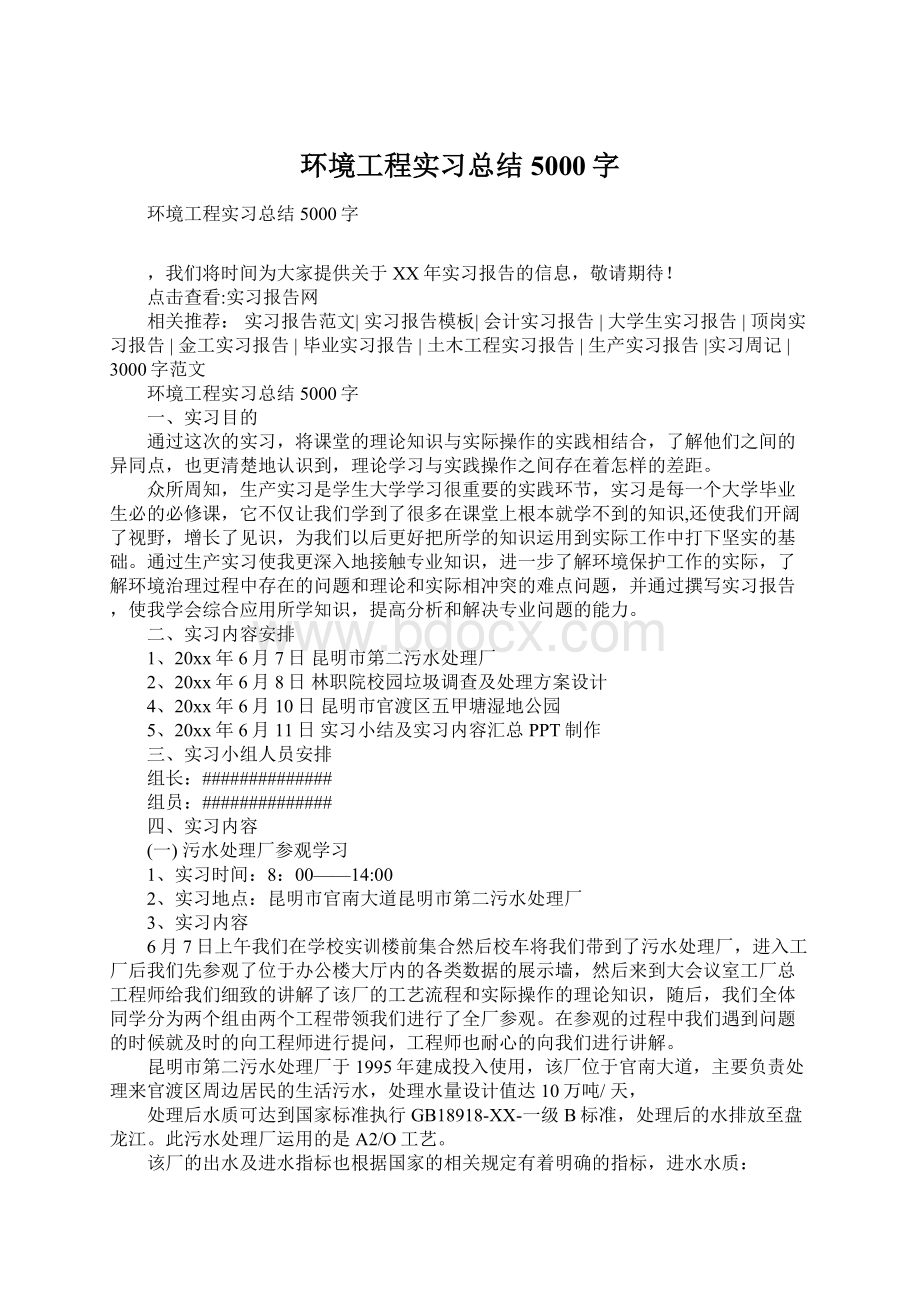 环境工程实习总结5000字.docx_第1页