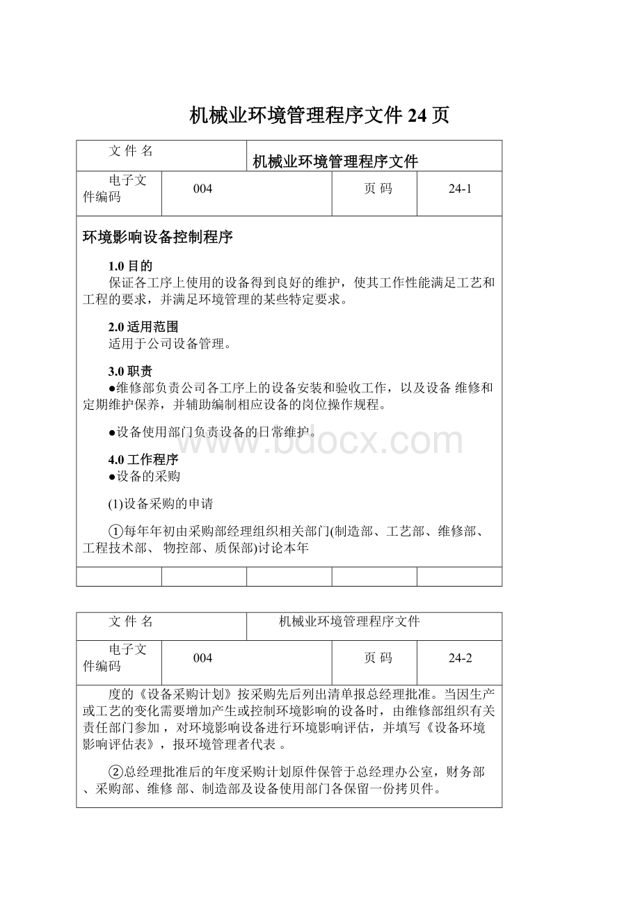 机械业环境管理程序文件24页Word格式文档下载.docx_第1页