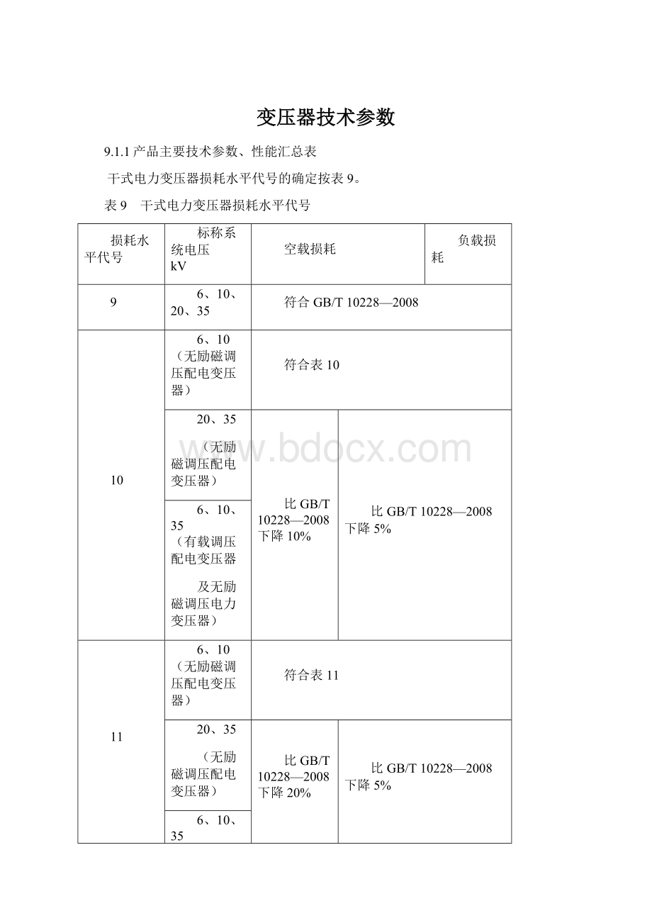 变压器技术参数Word文档下载推荐.docx