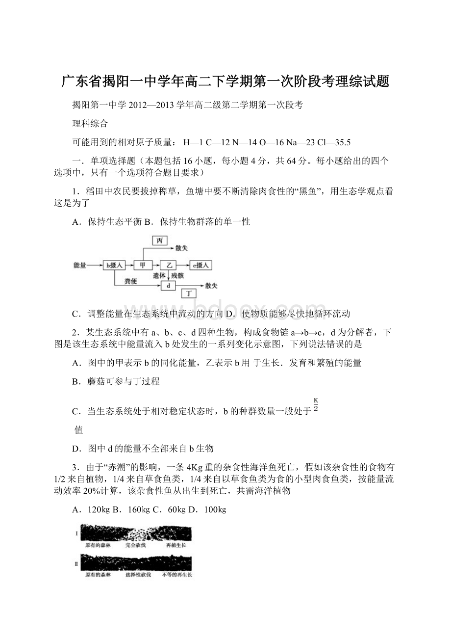 广东省揭阳一中学年高二下学期第一次阶段考理综试题Word文档下载推荐.docx