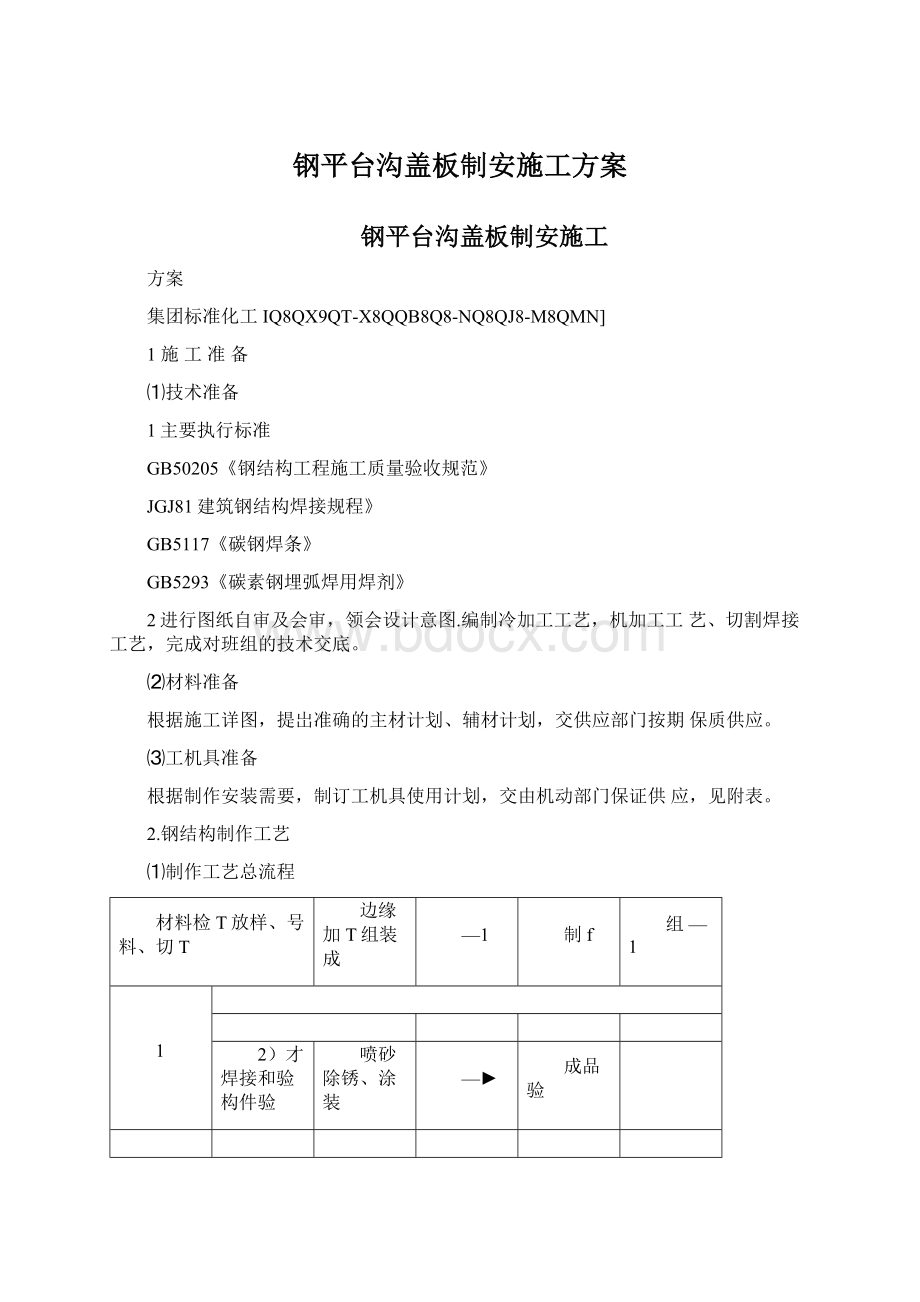 钢平台沟盖板制安施工方案.docx_第1页