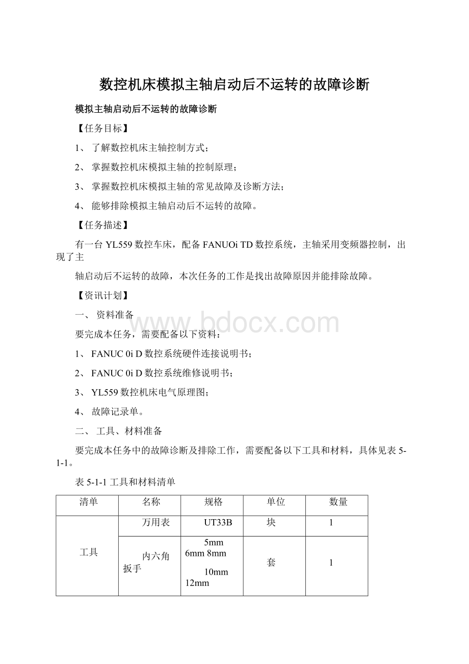 数控机床模拟主轴启动后不运转的故障诊断.docx_第1页