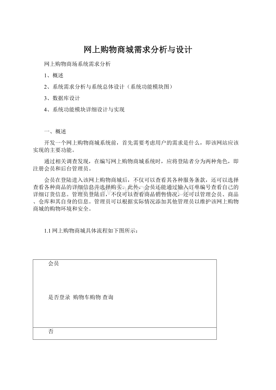 网上购物商城需求分析与设计Word格式文档下载.docx