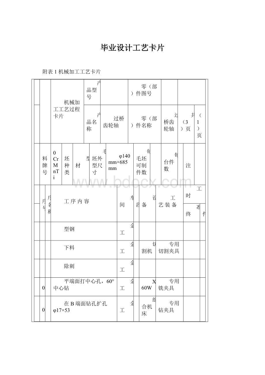 毕业设计工艺卡片.docx_第1页