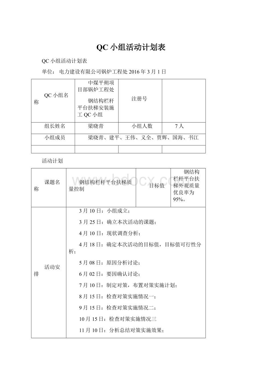 QC小组活动计划表.docx_第1页