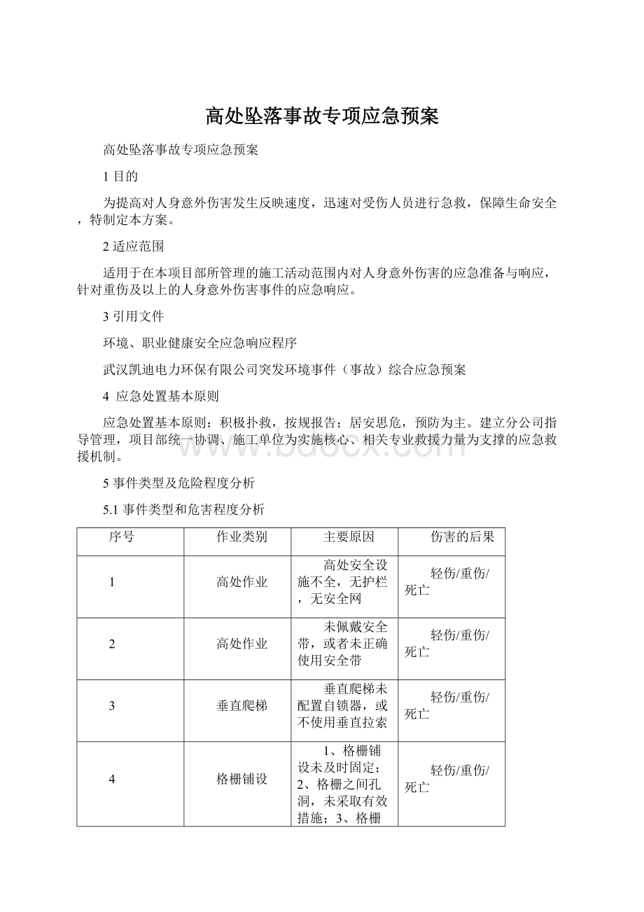 高处坠落事故专项应急预案.docx_第1页