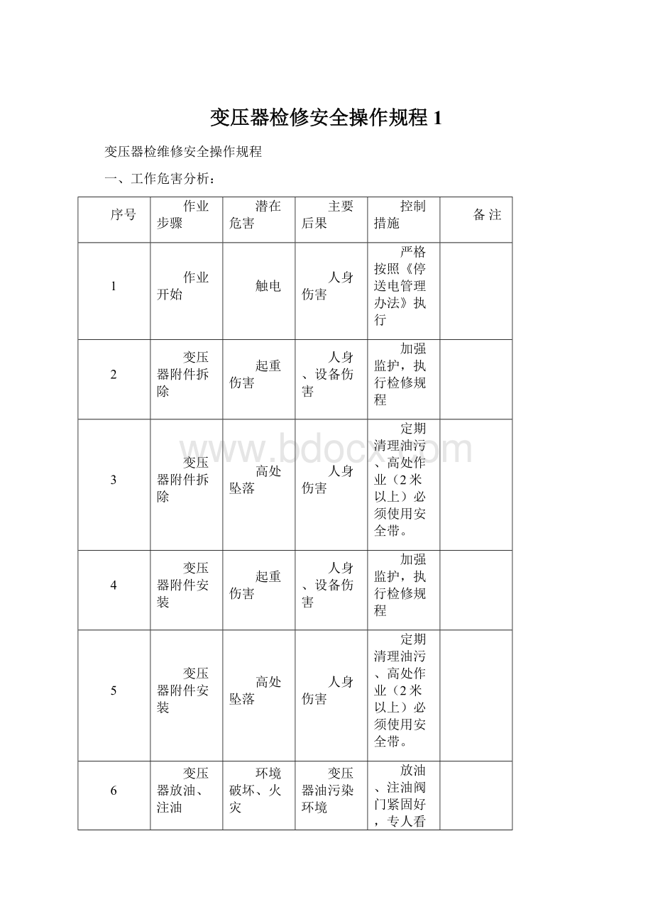 变压器检修安全操作规程1.docx_第1页