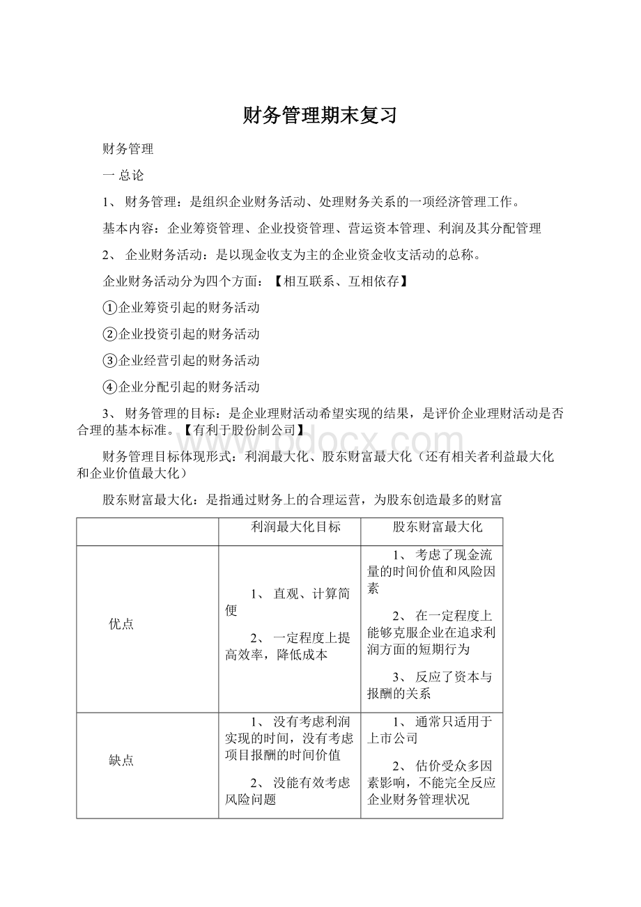 财务管理期末复习Word下载.docx_第1页