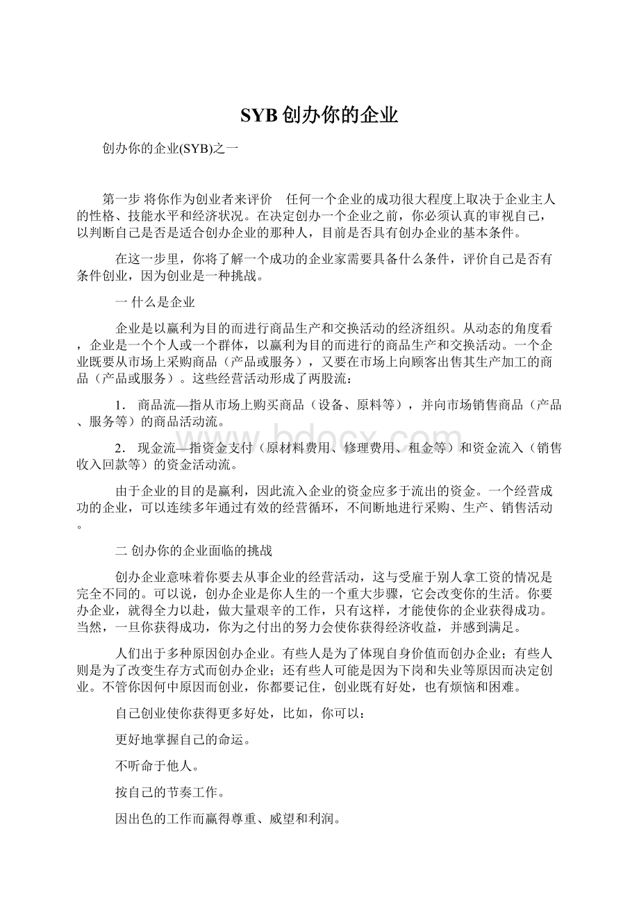 SYB创办你的企业.docx