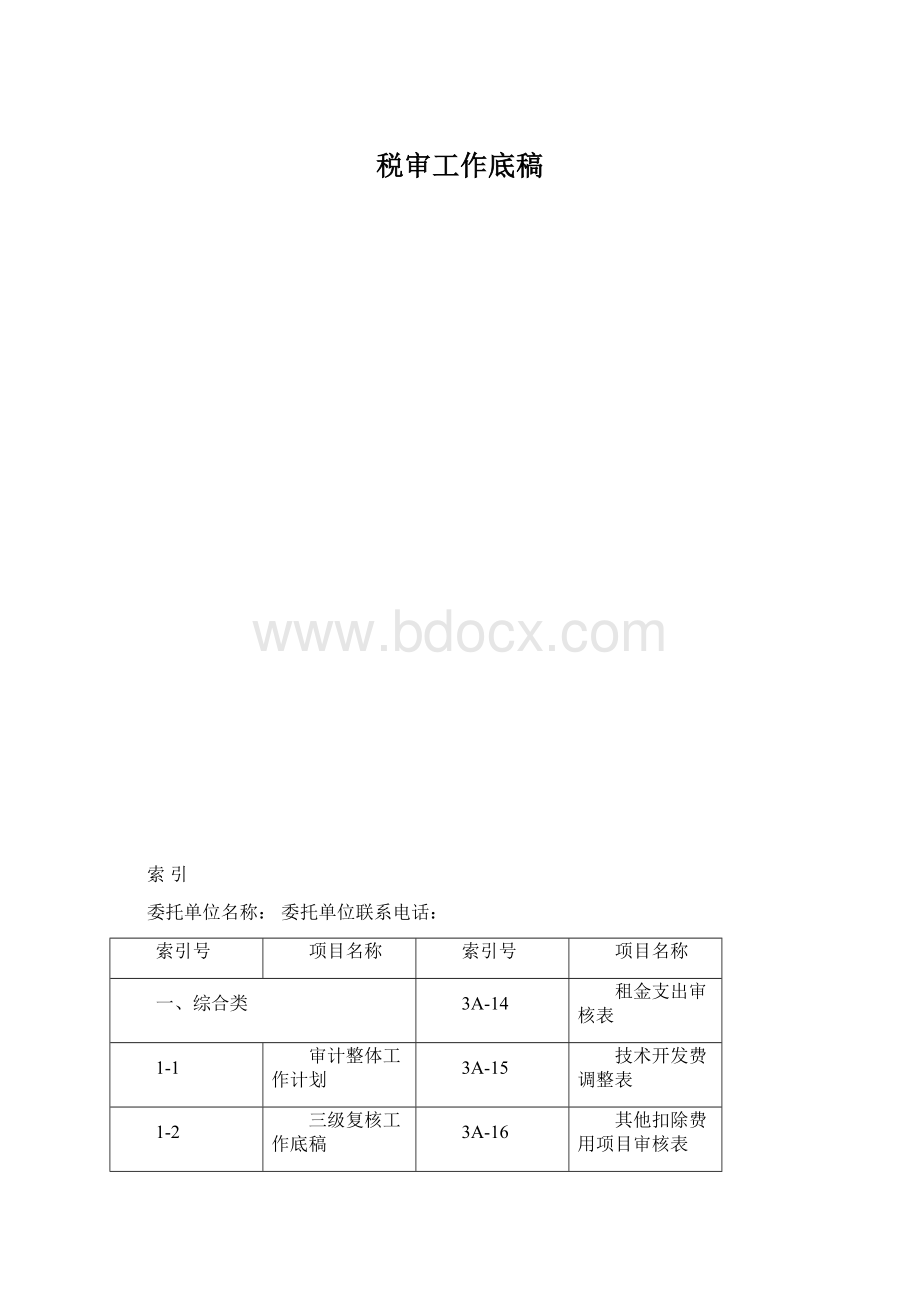 税审工作底稿Word文件下载.docx