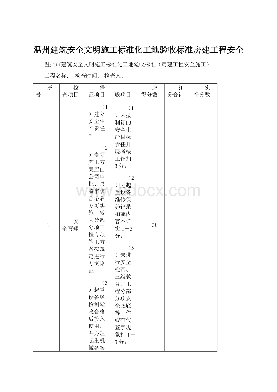 温州建筑安全文明施工标准化工地验收标准房建工程安全.docx