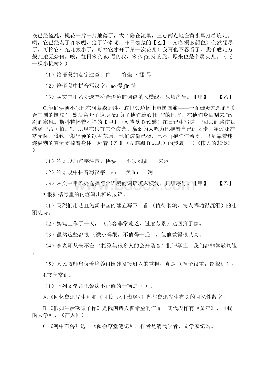 福建省届九年级毕业班语文基础适应性练习二.docx_第2页