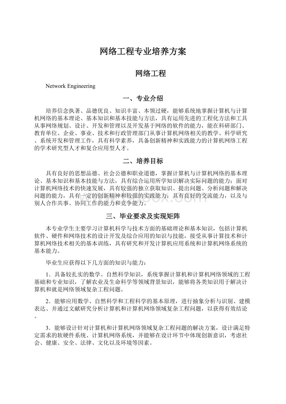 网络工程专业培养方案.docx