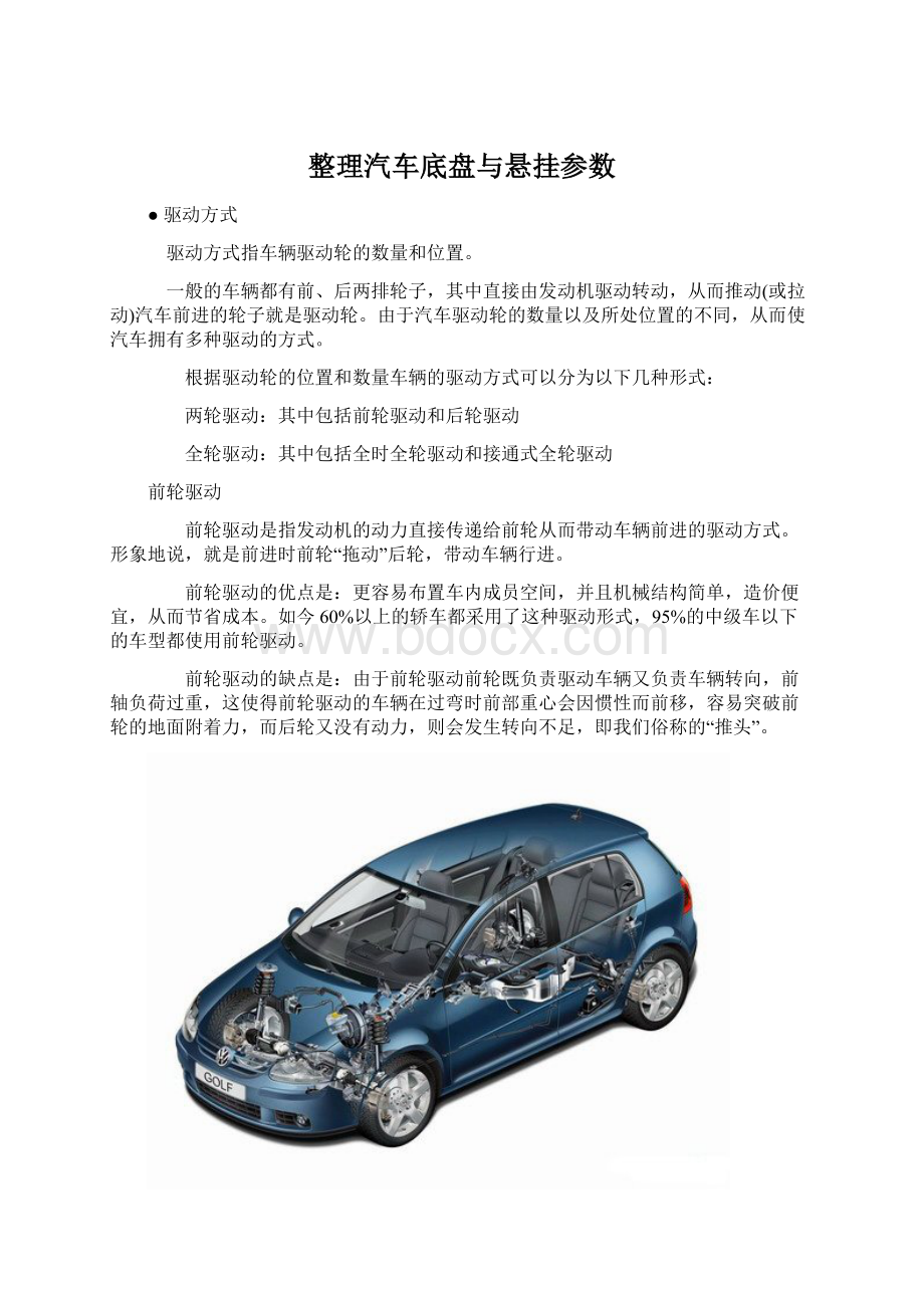 整理汽车底盘与悬挂参数.docx